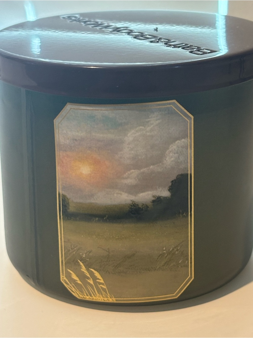 Bath & Body Works Autumn Soy Wax Candle — Dark Green with Gold Accent - Picture 2 of 4